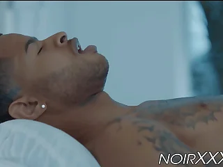 Black youngster rimmed and ass fucked away from big cocked masseur