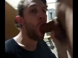 Faggot Milks Huge Dick